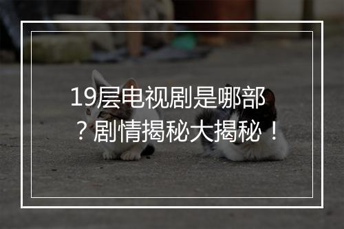 19层电视剧是哪部?剧情揭秘大揭秘!