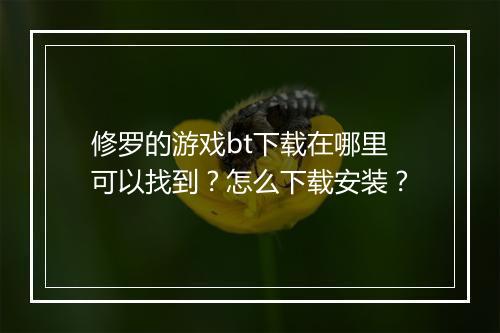 修罗的游戏bt下载在哪里可以找到?怎么下载安装?