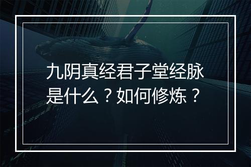 九阴真经君子堂经脉是什么?如何修炼?