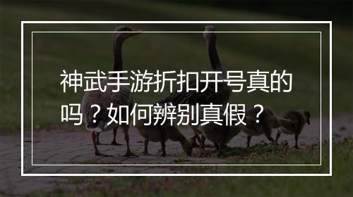 神武手游折扣开号真的吗?如何辨别真假?