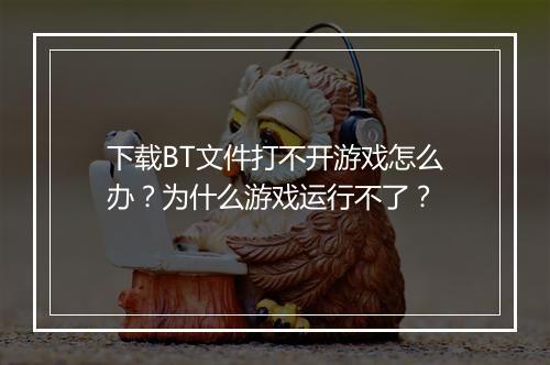 下载BT文件打不开游戏怎么办?为什么游戏运行不了?