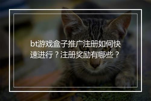 bt游戏盒子推广注册如何快速进行？注册奖励有哪些？