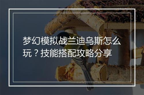 梦幻模拟战兰迪乌斯怎么玩?技能搭配攻略分享
