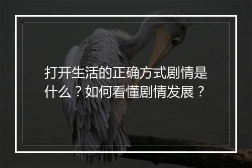 打开生活的正确方式剧情是什么?如何看懂剧情发展?