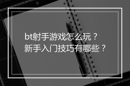 bt射手游戏怎么玩?新手入门技巧有哪些?