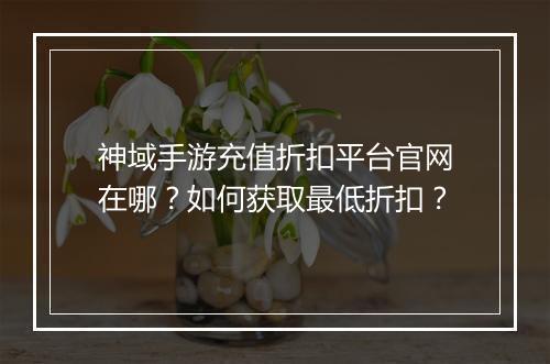 神域手游充值折扣平台官网在哪？如何获取最低折扣？