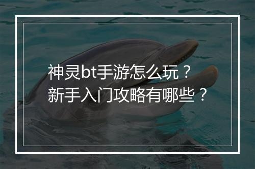 神灵bt手游怎么玩?新手入门攻略有哪些?