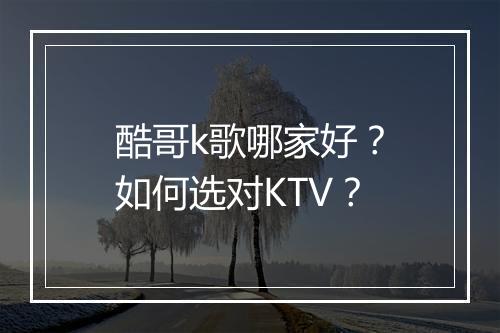 酷哥k歌哪家好？如何选对KTV？