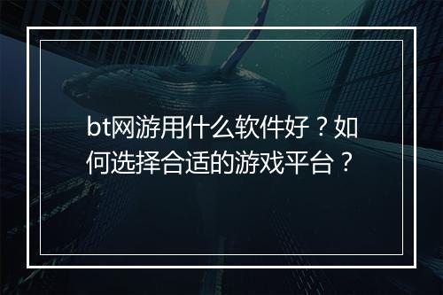 bt网游用什么软件好?如何选择合适的游戏平台?