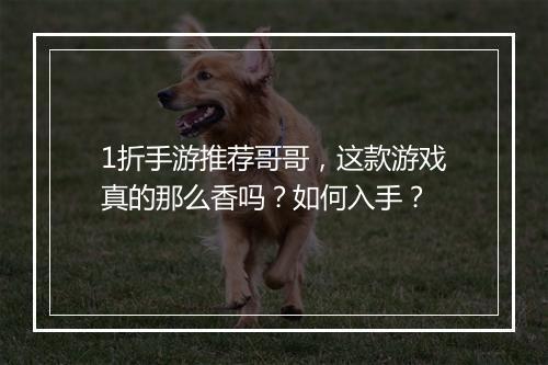 1折手游推荐哥哥，这款游戏真的那么香吗？如何入手？