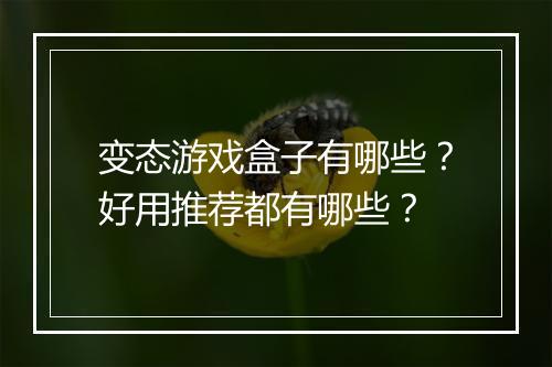 变态游戏盒子有哪些?好用推荐都有哪些?
