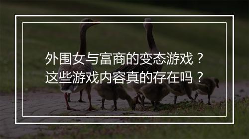 外围女与富商的变态游戏？这些游戏内容真的存在吗？