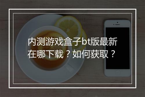 内测游戏盒子bt版最新在哪下载？如何获取？