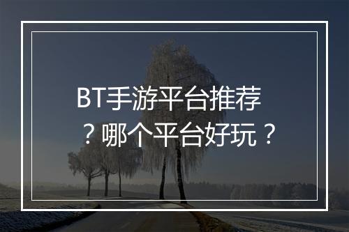 BT手游平台推荐？哪个平台好玩？