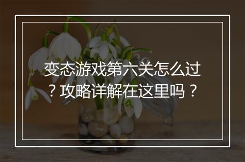 变态游戏第六关怎么过?攻略详解在这里吗?