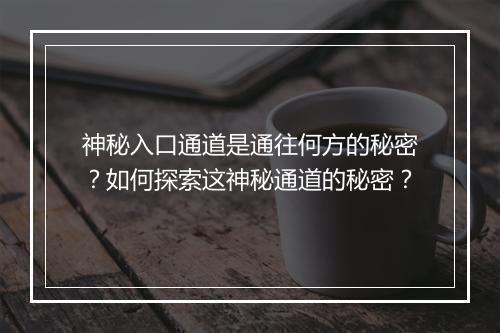 神秘入口通道是通往何方的秘密?如何探索这神秘通道的秘密?