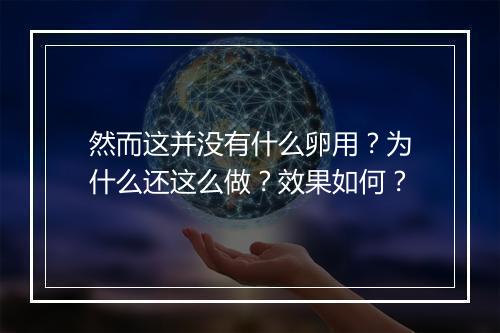 然而这并没有什么卵用？为什么还这么做？效果如何？