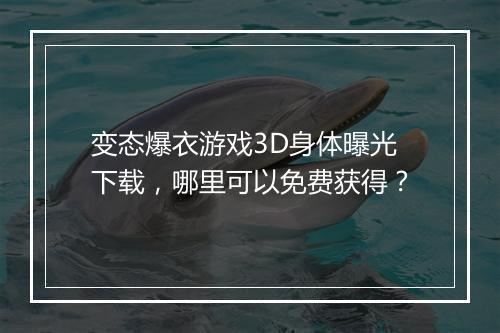 变态爆衣游戏3D身体曝光下载，哪里可以免费获得？
