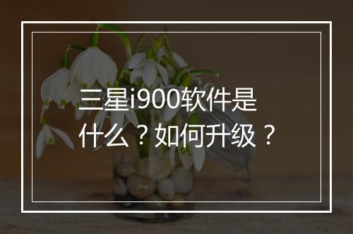 三星i900软件是什么?如何升级?