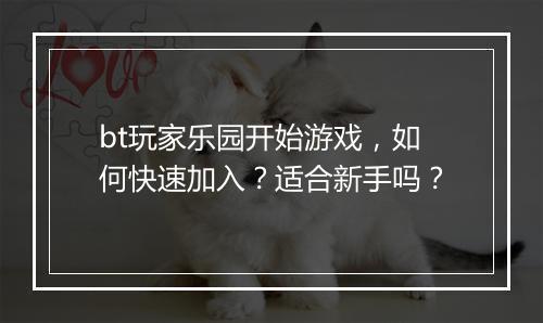 bt玩家乐园开始游戏,如何快速加入?适合新手吗?