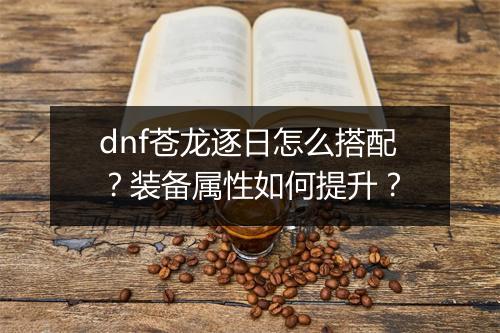 dnf苍龙逐日怎么搭配?装备属性如何提升?