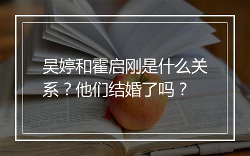 吴婷和霍启刚是什么关系？他们结婚了吗？