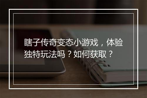 瞎子传奇变态小游戏，体验独特玩法吗？如何获取？