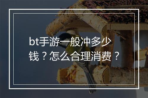 bt手游一般冲多少钱？怎么合理消费？
