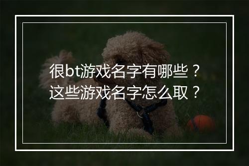 很bt游戏名字有哪些？这些游戏名字怎么取？