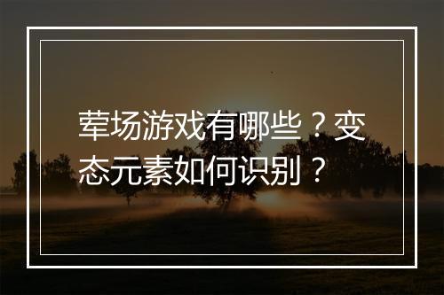 荤场游戏有哪些?变态元素如何识别?
