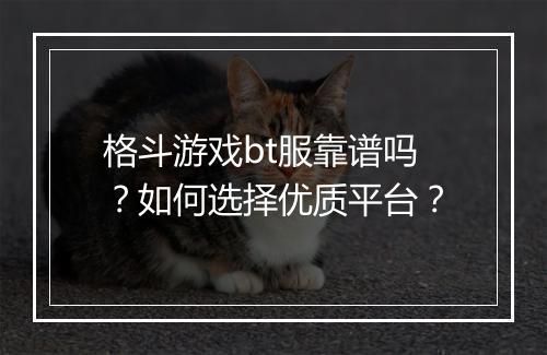 格斗游戏bt服靠谱吗?如何选择优质平台?
