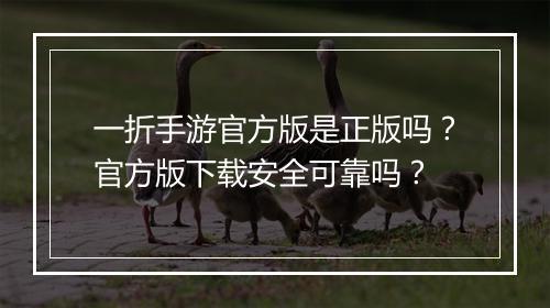 一折手游官方版是正版吗？官方版下载安全可靠吗？