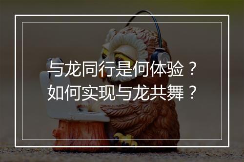 与龙同行是何体验？如何实现与龙共舞？