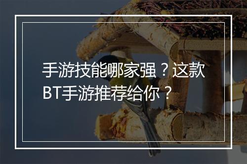 手游技能哪家强？这款BT手游推荐给你？