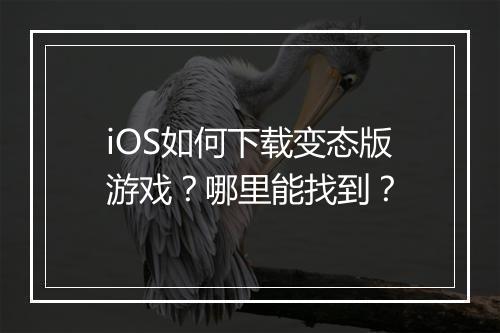 iOS如何下载变态版游戏？哪里能找到？