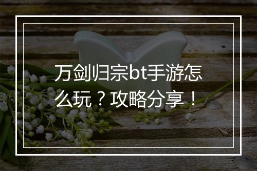 万剑归宗bt手游怎么玩？攻略分享！
