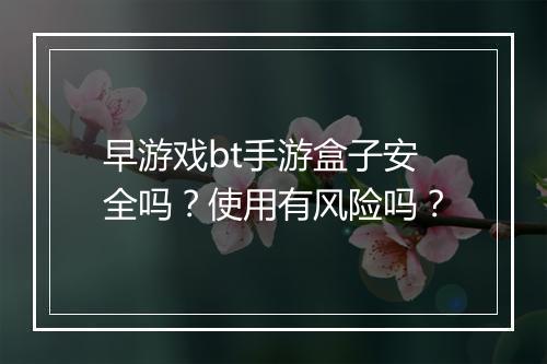 早游戏bt手游盒子安全吗?使用有风险吗?