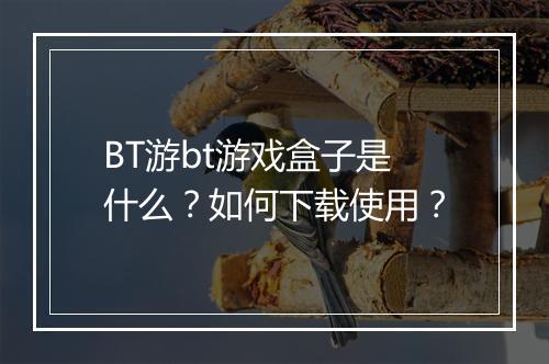 BT游bt游戏盒子是什么？如何下载使用？
