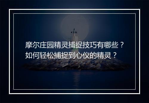 摩尔庄园精灵捕捉技巧有哪些？如何轻松捕捉到心仪的精灵？