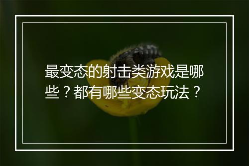 最变态的射击类游戏是哪些?都有哪些变态玩法?