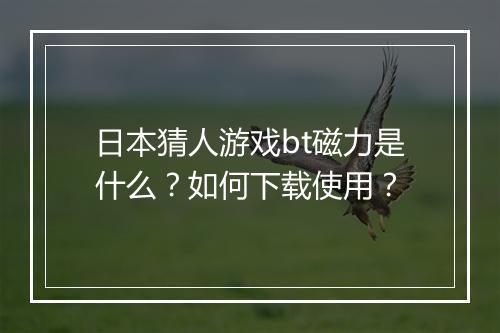 日本猜人游戏bt磁力是什么?如何下载使用?