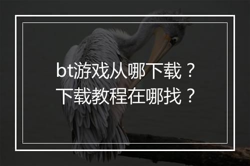 bt游戏从哪下载?下载教程在哪找?