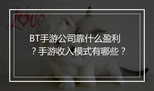 BT手游公司靠什么盈利？手游收入模式有哪些？