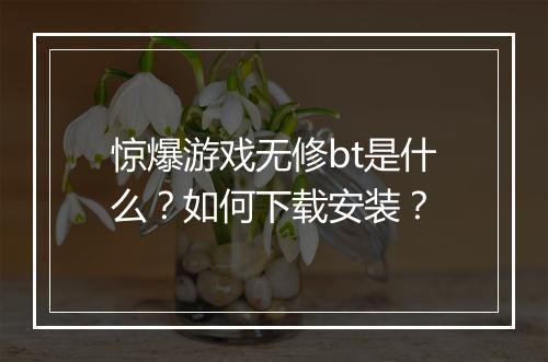 惊爆游戏无修bt是什么？如何下载安装？