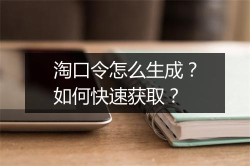 淘口令怎么生成？如何快速获取？
