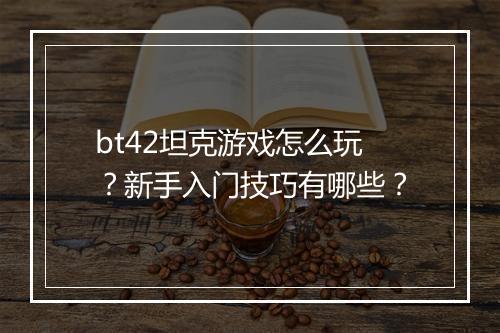 bt42坦克游戏怎么玩？新手入门技巧有哪些？