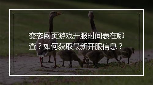 变态网页游戏开服时间表在哪查?如何获取最新开服信息?