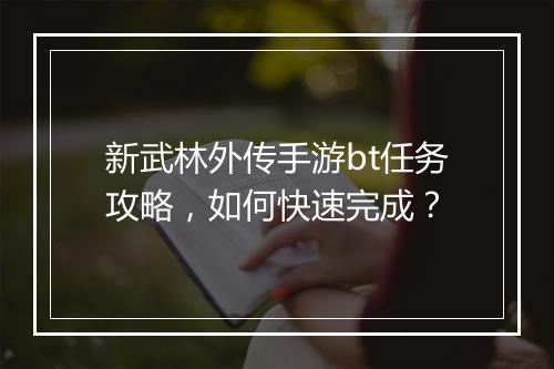 新武林外传手游bt任务攻略,如何快速完成?