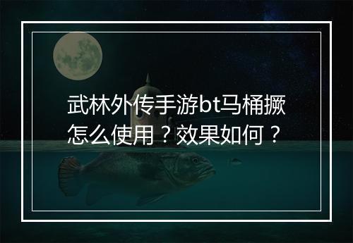 武林外传手游bt马桶撅怎么使用?效果如何?