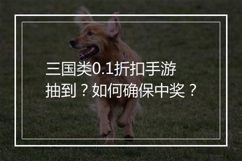 三国类0.1折扣手游抽到?如何确保中奖?